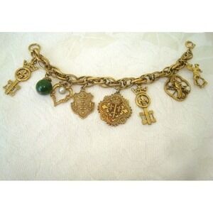 Vintage Gold Tone Bracelet Horse Keys Geisha. BOHO. KJ